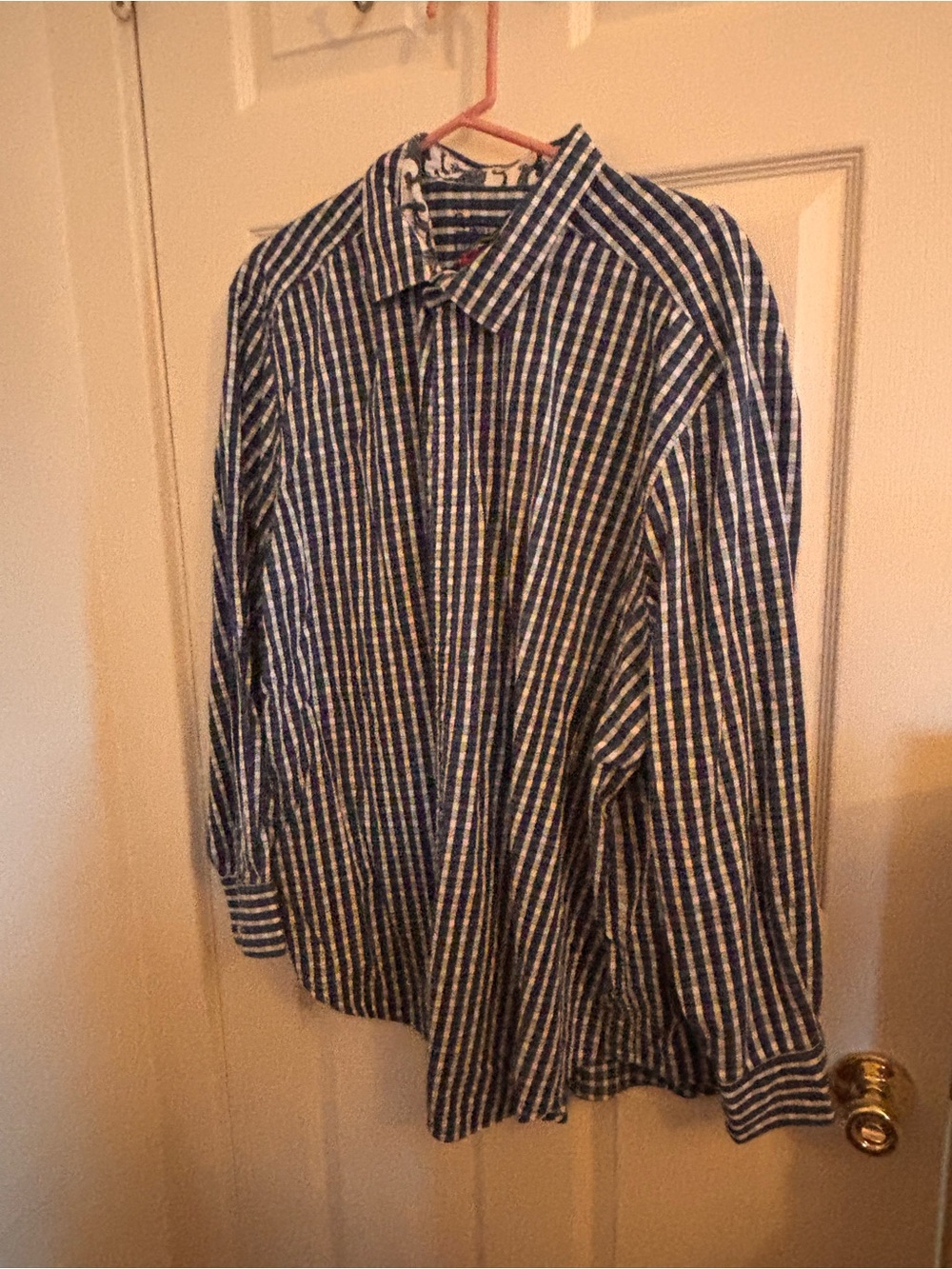 Robert Graham Blue and White Vertical Stripe Dress Shirt